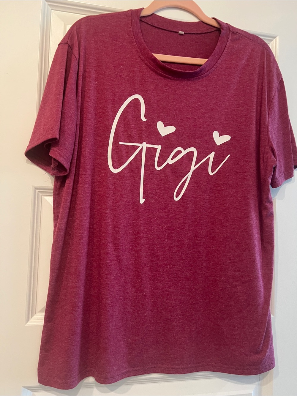 Beginning Boutique Berry Gigi Short Sleeve Tee with White Script